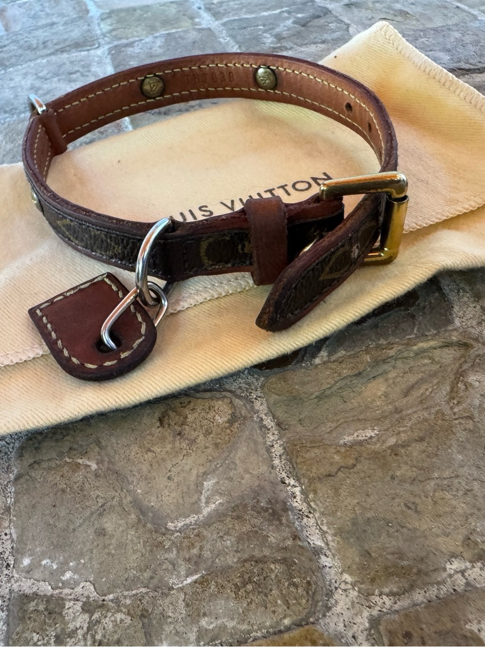 Louis Vuitton Brown Monogram Leather Collar cat collar/small dog collar